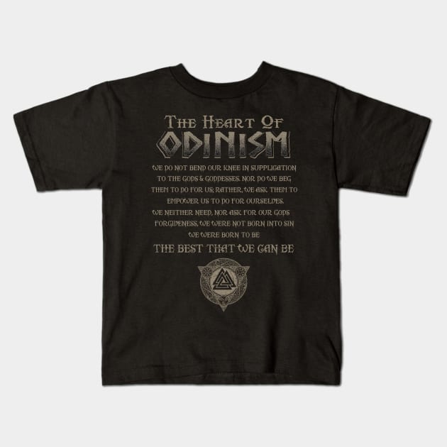 The Heart Of Odinism Norse Mythology God Valkyrie Valhalla Viking Raven Thor Shirt Kids T-Shirt by Windytee